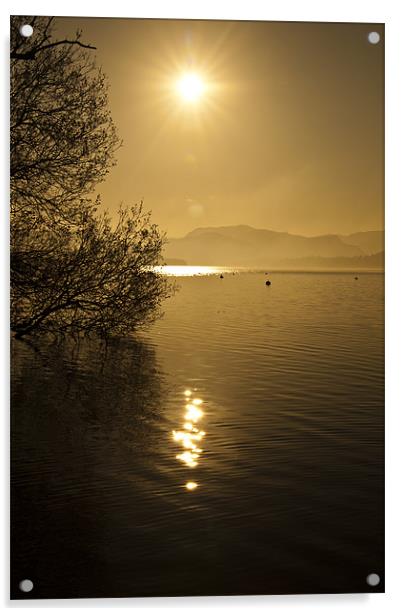 golden ullswater evening Acrylic by meirion matthias