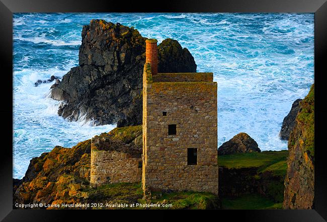Engine houses at Botallack, Cornwall Framed Print by Louise Heusinkveld