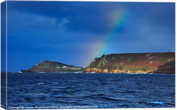 Rainbow at Cape Cornwall Canvas Print by Louise Heusinkveld