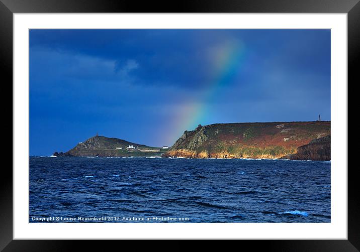Rainbow at Cape Cornwall Framed Mounted Print by Louise Heusinkveld