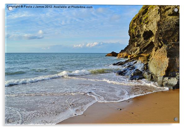 Penbryn Beach, Cardigan Bay Acrylic by Paula J James