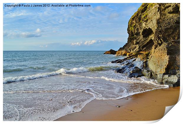 Penbryn Beach, Cardigan Bay Print by Paula J James