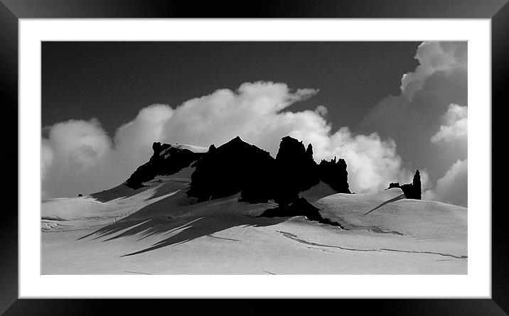 Iceland  - Rock peaks Vatnajokull glacier  Framed Mounted Print by David Turnbull