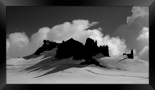 Iceland  - Rock peaks Vatnajokull glacier  Framed Print by David Turnbull