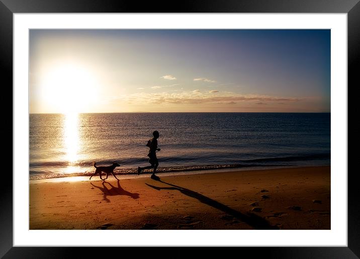 Morning run with a friend Framed Mounted Print by Alan Bishop