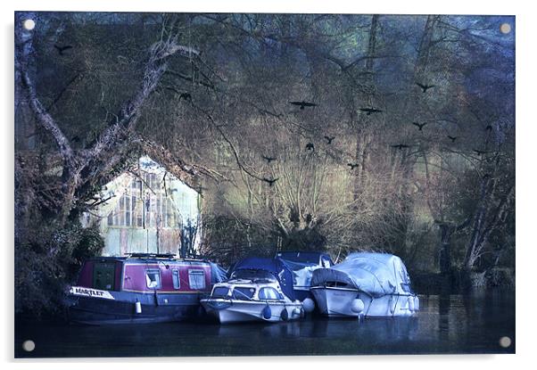 River Boats at Tonbridge, Kent Acrylic by Dawn Cox