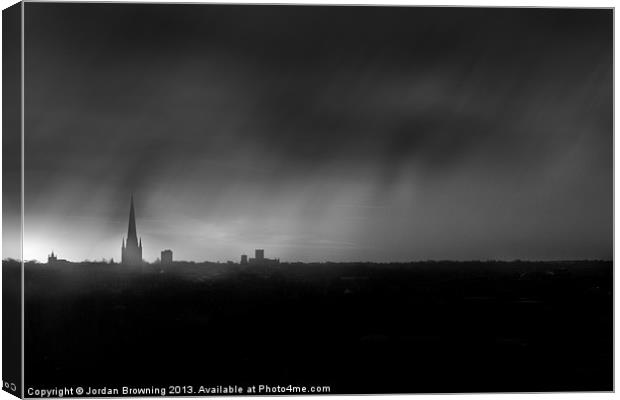 Rain over norwich Canvas Print by Jordan Browning Photo