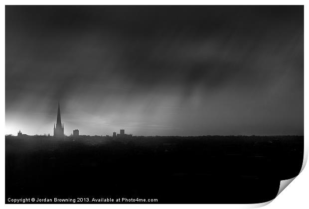 Rain over norwich Print by Jordan Browning Photo
