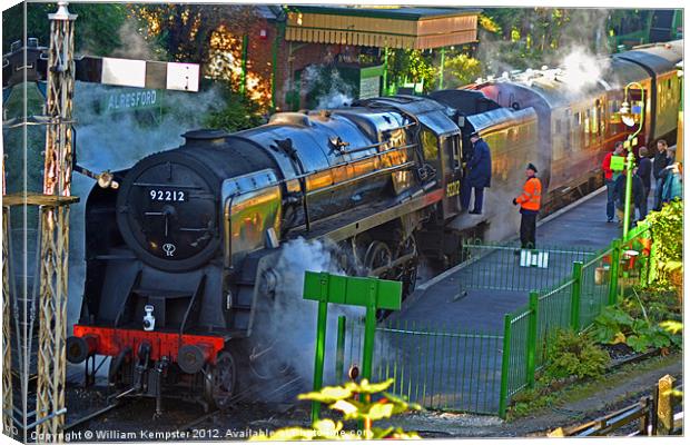 Mid Hants 9F 92212 at Alresford station Canvas Print by William Kempster