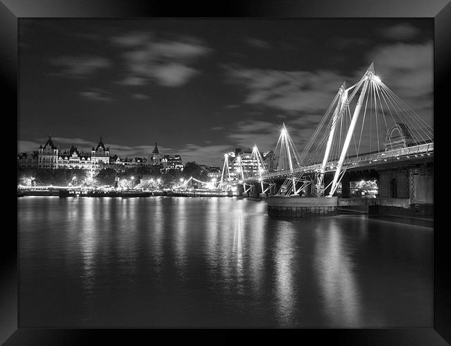 Hungerford Bridge London Black & White Framed Print by Clive Eariss