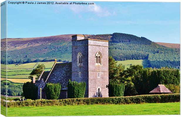 St Gastyn''s Church, Llangasty Tal-y-Llyn Canvas Print by Paula J James