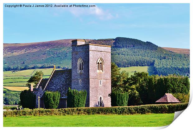 St Gastyn''s Church, Llangasty Tal-y-Llyn Print by Paula J James