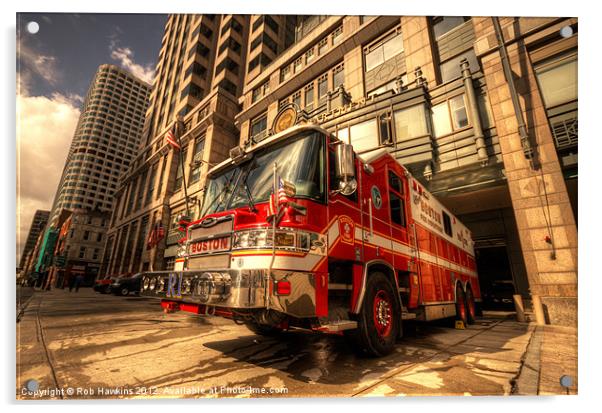 Boston Fire Truck Acrylic by Rob Hawkins