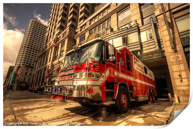 Boston Fire Truck Print by Rob Hawkins