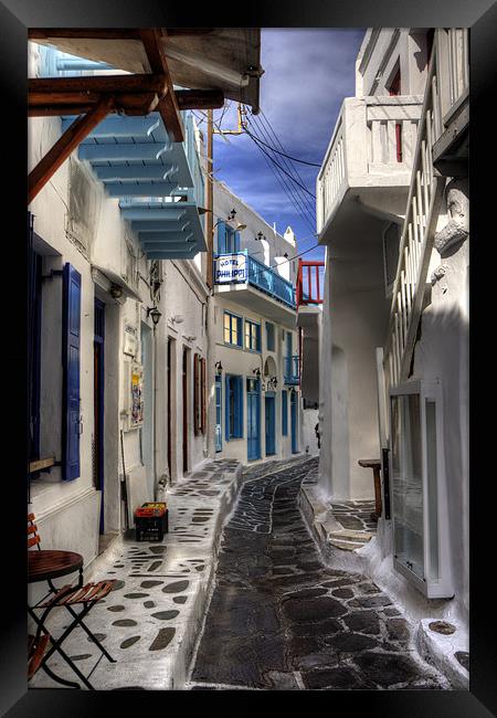 Mykonos Street Framed Print by Tom Gomez