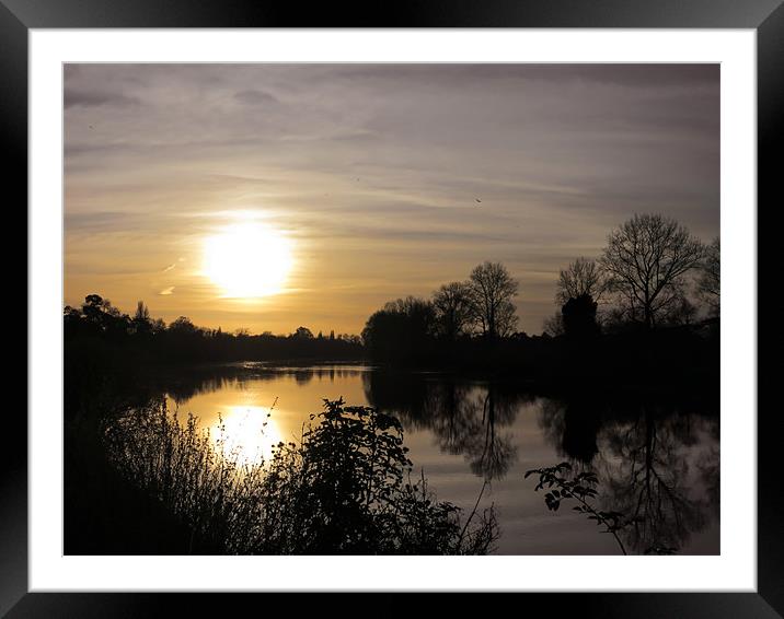 Sunset Over the Riverbank Framed Mounted Print by Jon Mills