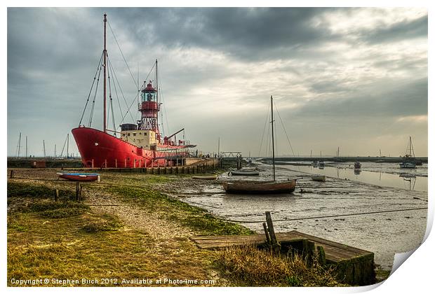 Tollesbury Lightboat, Essex Print by Stephen Birch