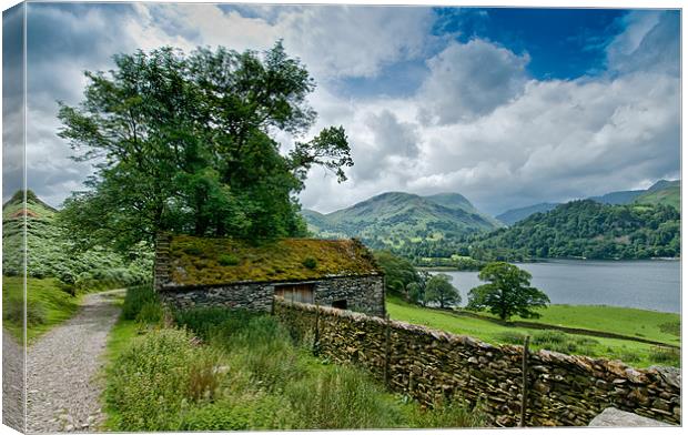 View of Ullswater and mountains Canvas Print by Greg Marshall