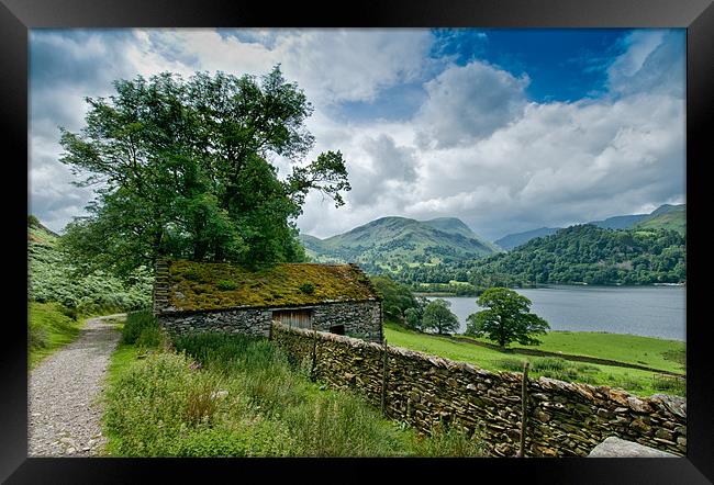 View of Ullswater and mountains Framed Print by Greg Marshall