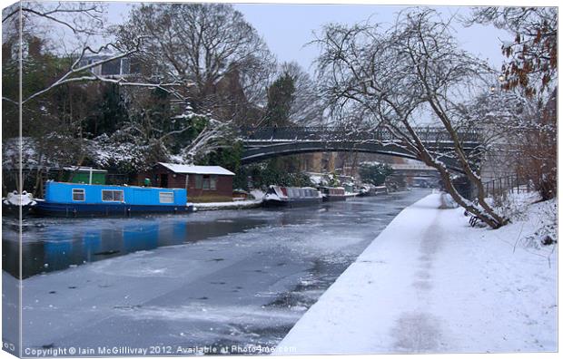 Regent''s Canal in Winter Canvas Print by Iain McGillivray