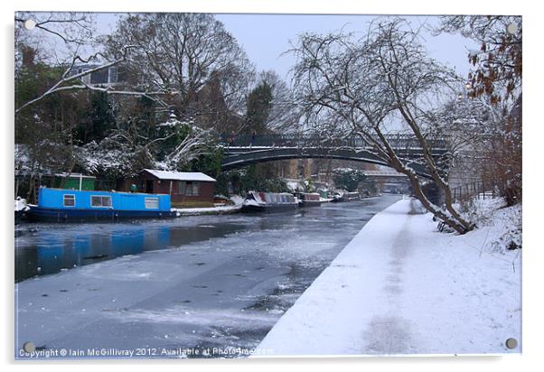 Regent''s Canal in Winter Acrylic by Iain McGillivray