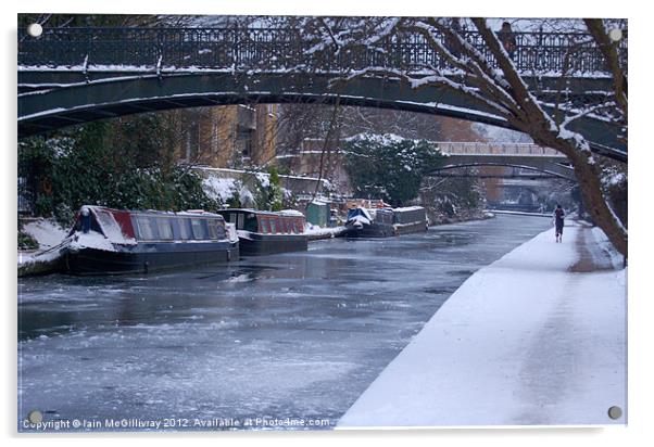 Regents Canal in Winter Acrylic by Iain McGillivray
