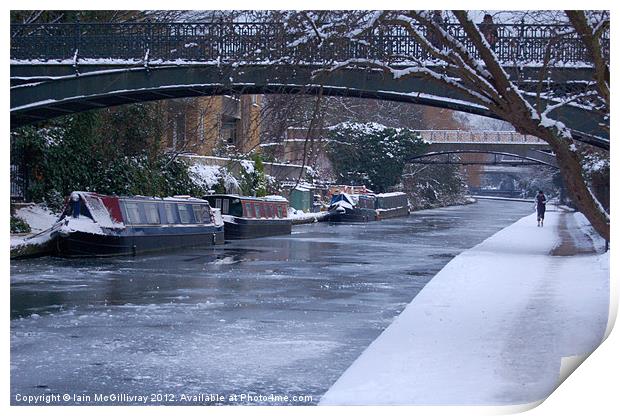 Regents Canal in Winter Print by Iain McGillivray