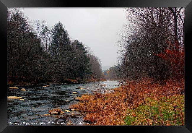 Livingston , NY Creek 2 Framed Print by peter campbell