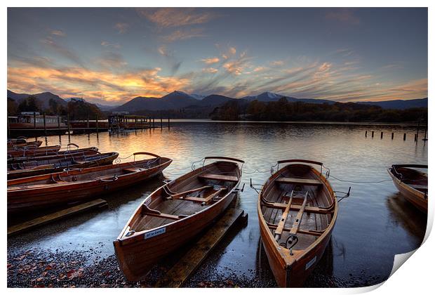 Derwent Water Rowing Boats Print by Martin Williams