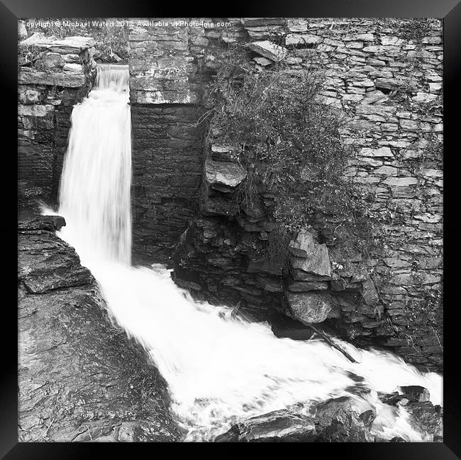 Peacefully Calm Waterfall B&W Framed Print by Michael Waters Photography
