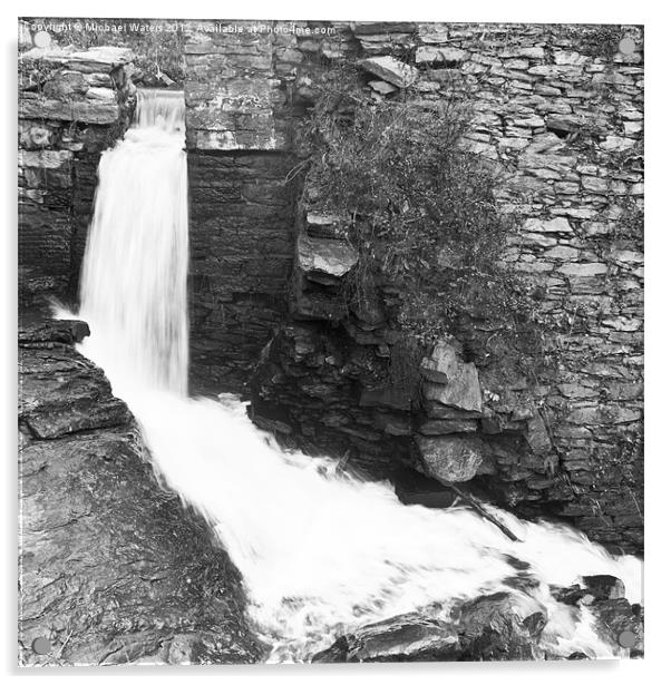 Peacefully Calm Waterfall B&W Acrylic by Michael Waters Photography