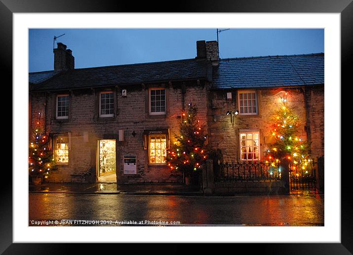 CASTLETON CHRISTMAS LIGHTS in the Peak District Framed Mounted Print by JEAN FITZHUGH