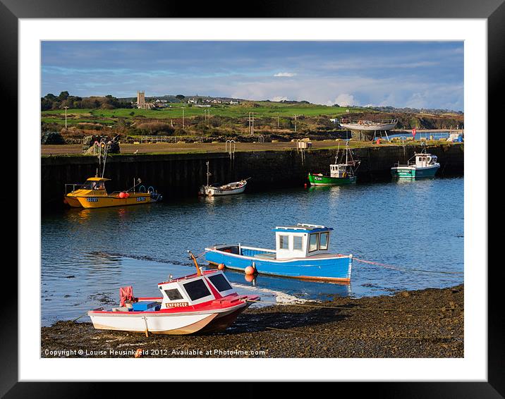 Fishing boats in the harbour at Hayle Framed Mounted Print by Louise Heusinkveld