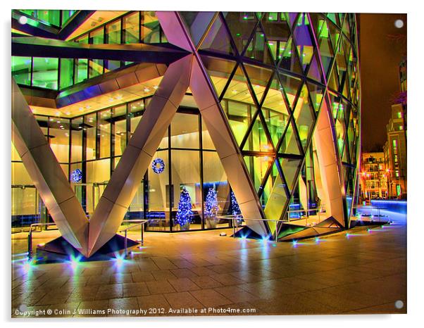 Christmas At The Gherkin London Acrylic by Colin Williams Photography