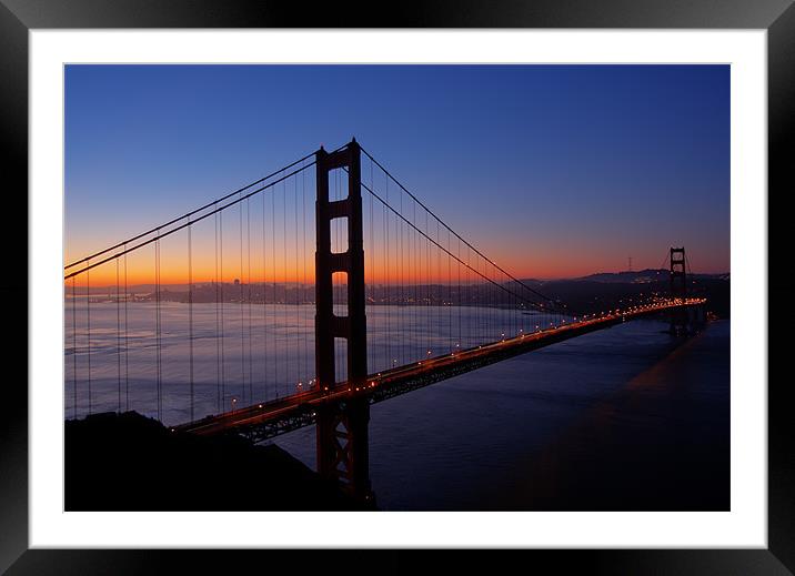 Golden Gate before sunrise Framed Mounted Print by Thomas Schaeffer