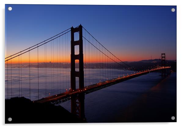 Golden Gate before sunrise Acrylic by Thomas Schaeffer