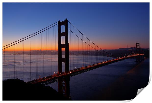 Golden Gate before sunrise Print by Thomas Schaeffer