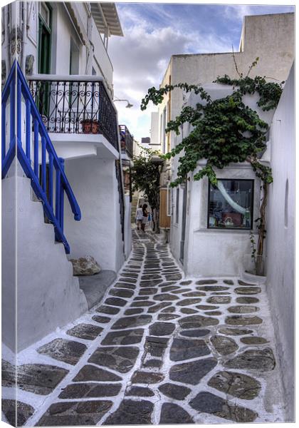 Residential Streets of Mykonos Canvas Print by Tom Gomez