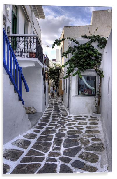 Residential Streets of Mykonos Acrylic by Tom Gomez
