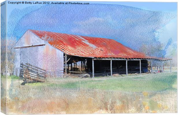 Tin Barn Canvas Print by Betty LaRue