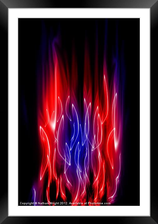 Blue and red flames Framed Mounted Print by Nathan Wright