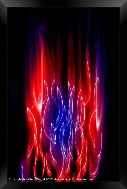 Blue and red flames Framed Print by Nathan Wright