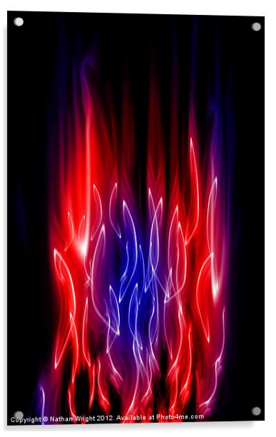 Blue and red flames Acrylic by Nathan Wright