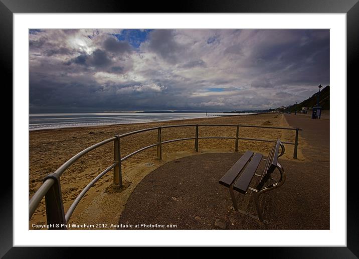 Seafront Seat Framed Mounted Print by Phil Wareham