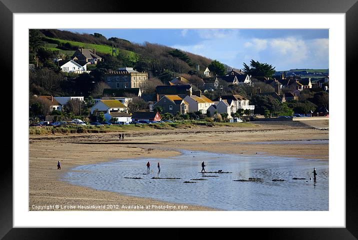The beach at Marazion, Cornwall Framed Mounted Print by Louise Heusinkveld