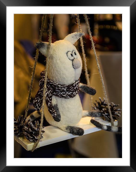 Toy: Cat on a swing Framed Mounted Print by Michael Goyberg
