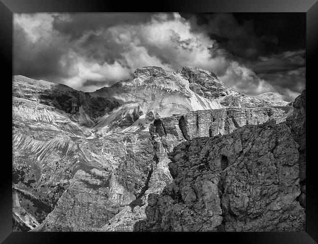 Dolomites view from Cirspitzen Cinque Framed Print by Greg Marshall