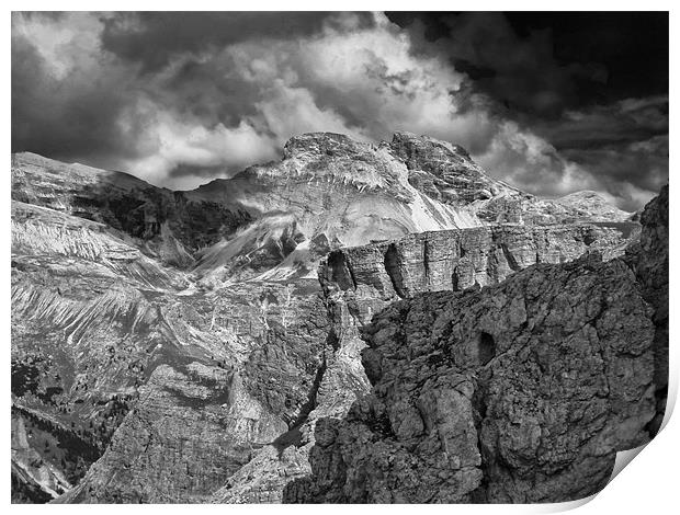 Dolomites view from Cirspitzen Cinque Print by Greg Marshall