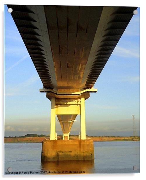 1st Severn Crossing bridge Acrylic by Paula Palmer canvas