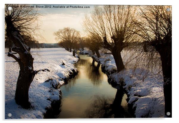 Stream in Winter Acrylic by Matthew Bruce